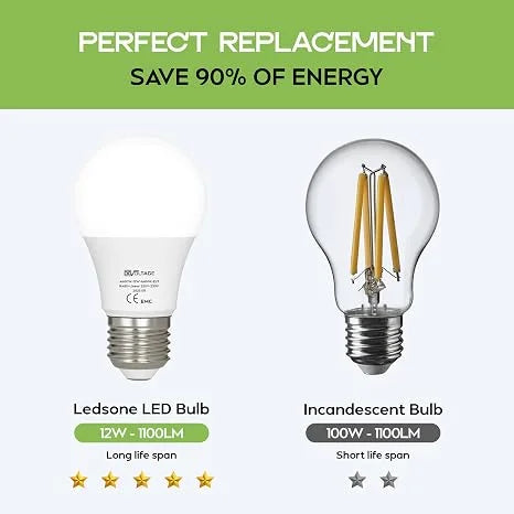 6 Pack E27 A60 LED Bulbs 12W 100W Equivalent 6400K ~1213