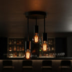 3 Light E27 Semi Flush Ceiling Light – Black Metal ~1224