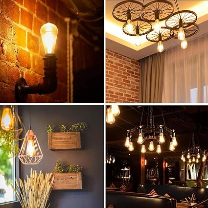 ST64 E27 LED Filament Bulbs 8W – 6 Pack Vintage Amber ~1227