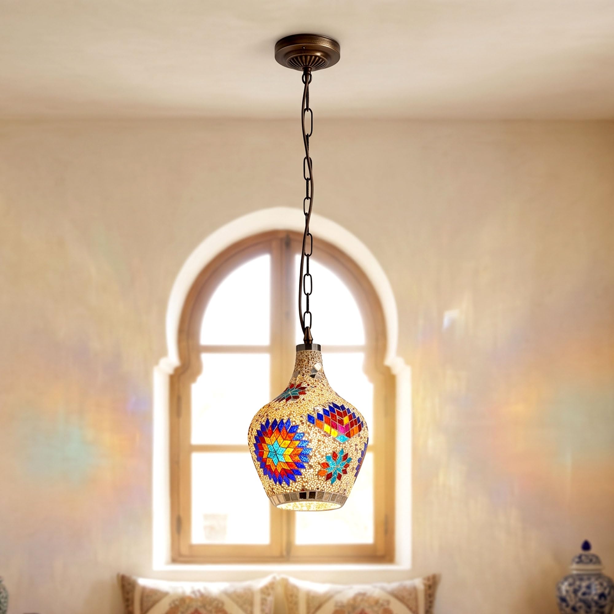 Turkish Moroccan Mosaic Pendant Light Fixture ~1192