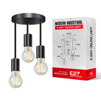 3 Light E27 Semi Flush Ceiling Light – Black Metal ~1224