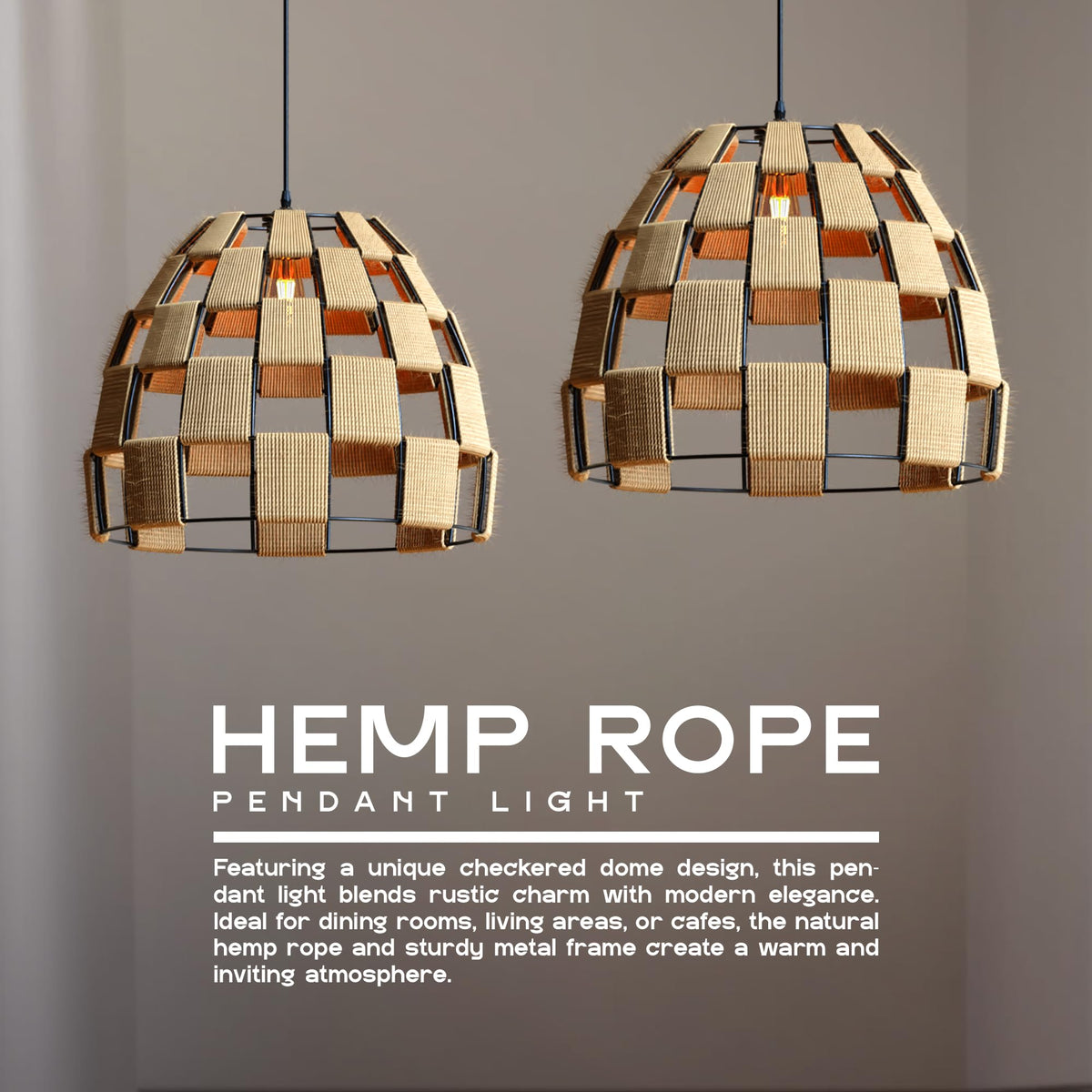 black metal hemp rope light sh
