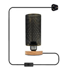 Vintage E27 Table Lamp with Barrel Cage & Wooden Stand