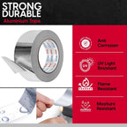 Self Adhesive Aluminium Foil Tape 75mm x 45m HVAC Duct Heat Resistant ~1203
