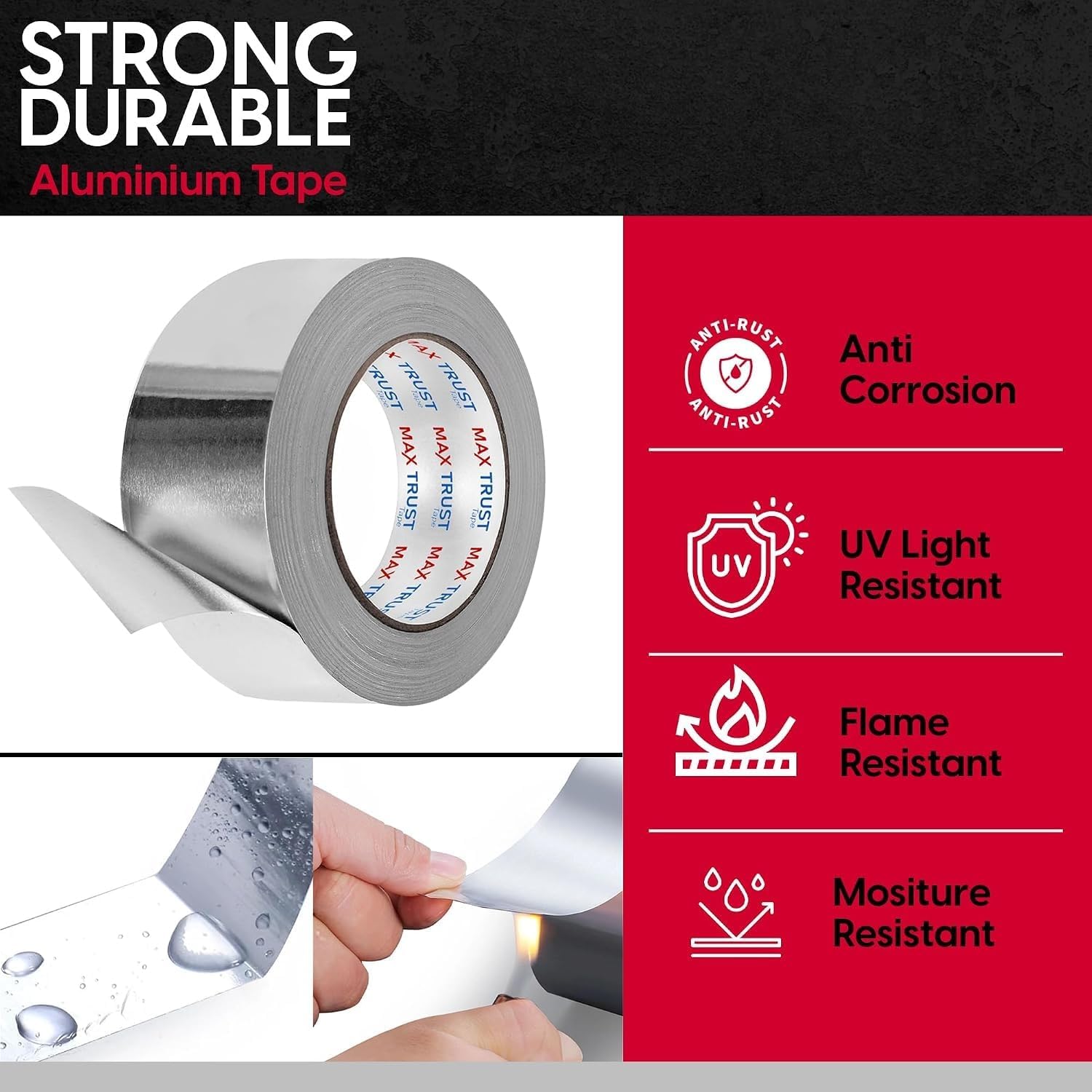 Self Adhesive Aluminium Foil Tape 75mm x 45m HVAC Duct Heat Resistant ~1203