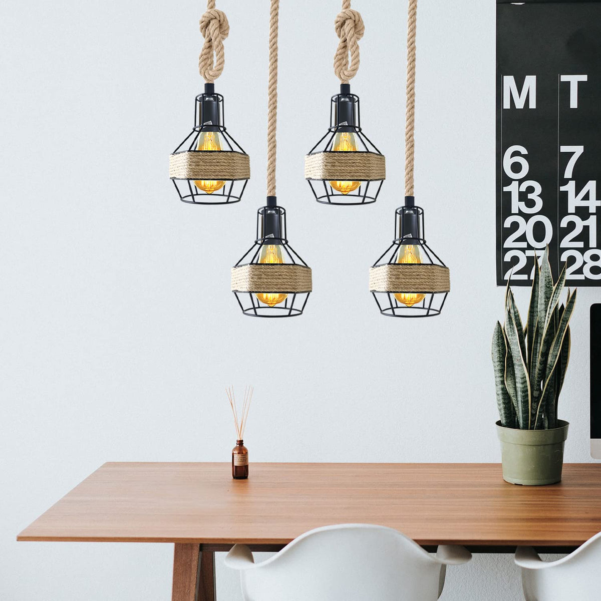 Retro Hemp Rope Ceiling Pendant Light Ceiling Rose With Adjustable ~1214