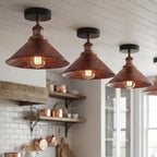 Modern Flush Mount E27 Flush Ceiling Light – Metal Cone Shade ~1218