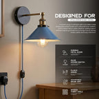 Industrial Plug-in Wall Light | Adjustable Brass Arm & Dimmer E27 ~1204