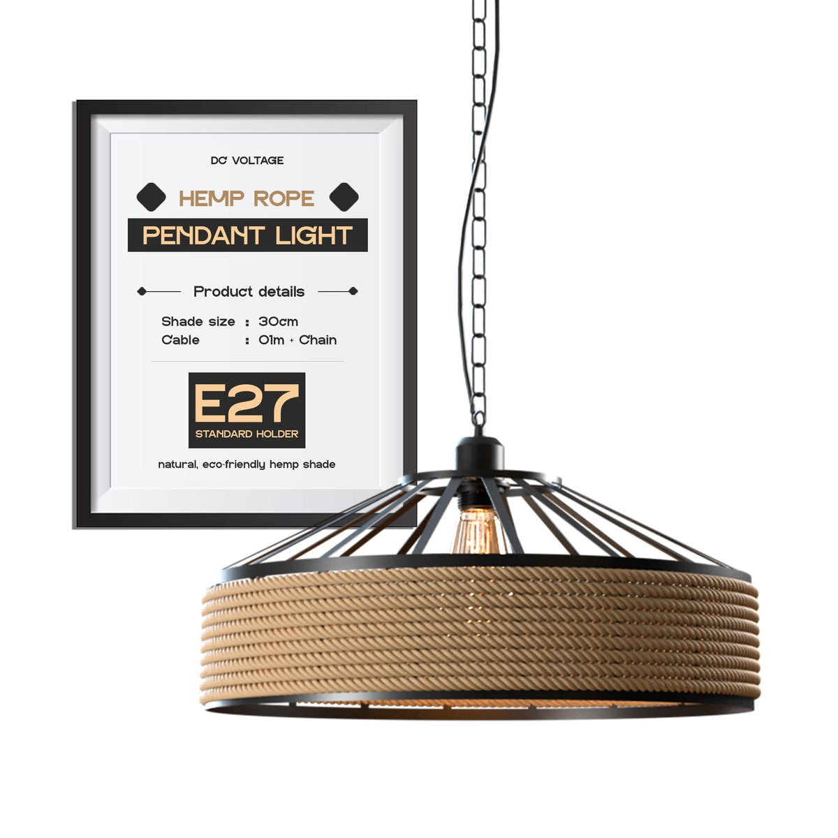 rustic hemp rope ceiling lamp