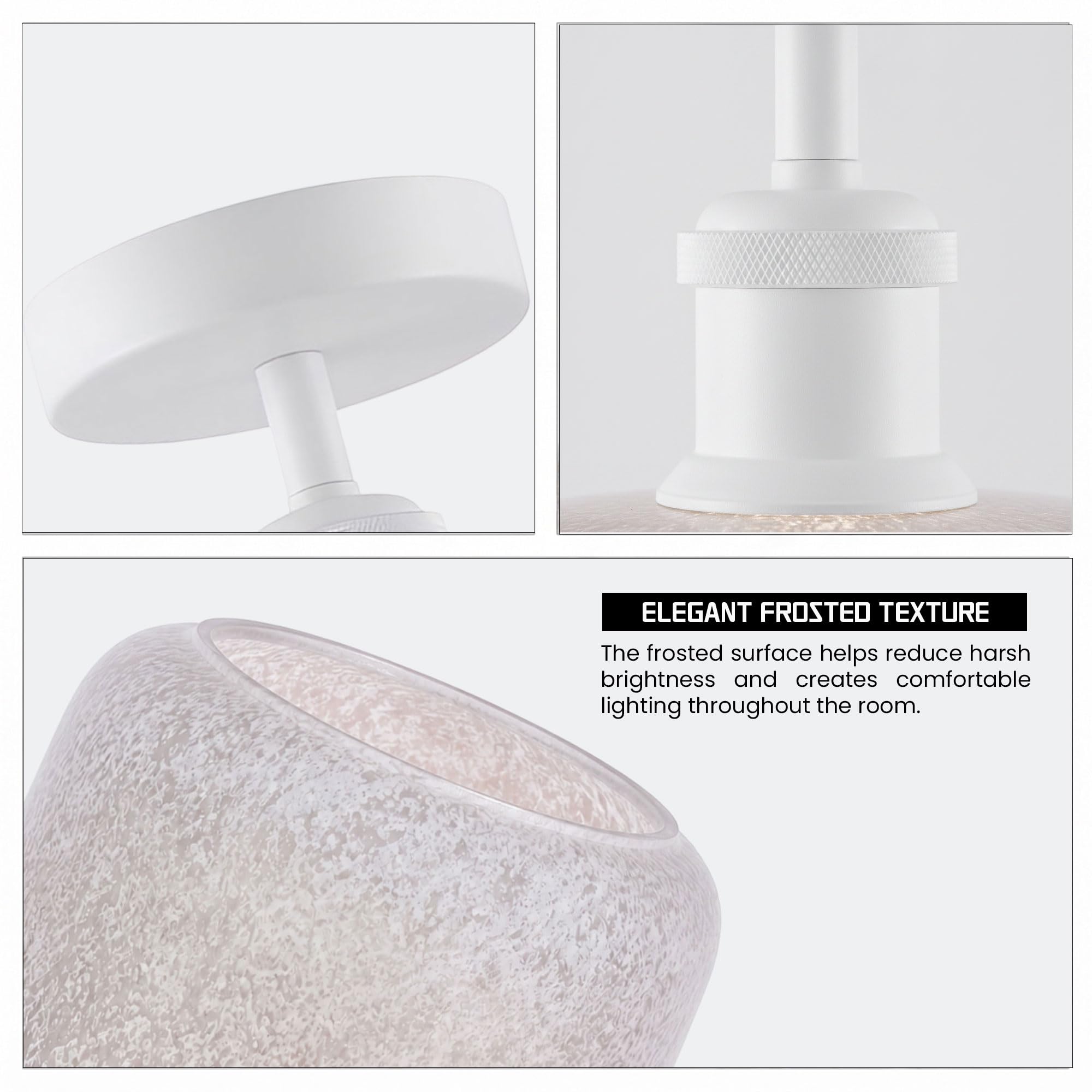 Modern Semi Flush Ceiling Light Chrome Fitting Textured Frosted Glass Shade ~1201