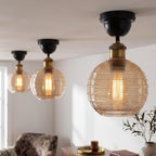 Vintage Glass Pendant Light Fixture ~1189