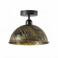 vintage-style industrial metal flush-mount ceiling light with a dome lampshade