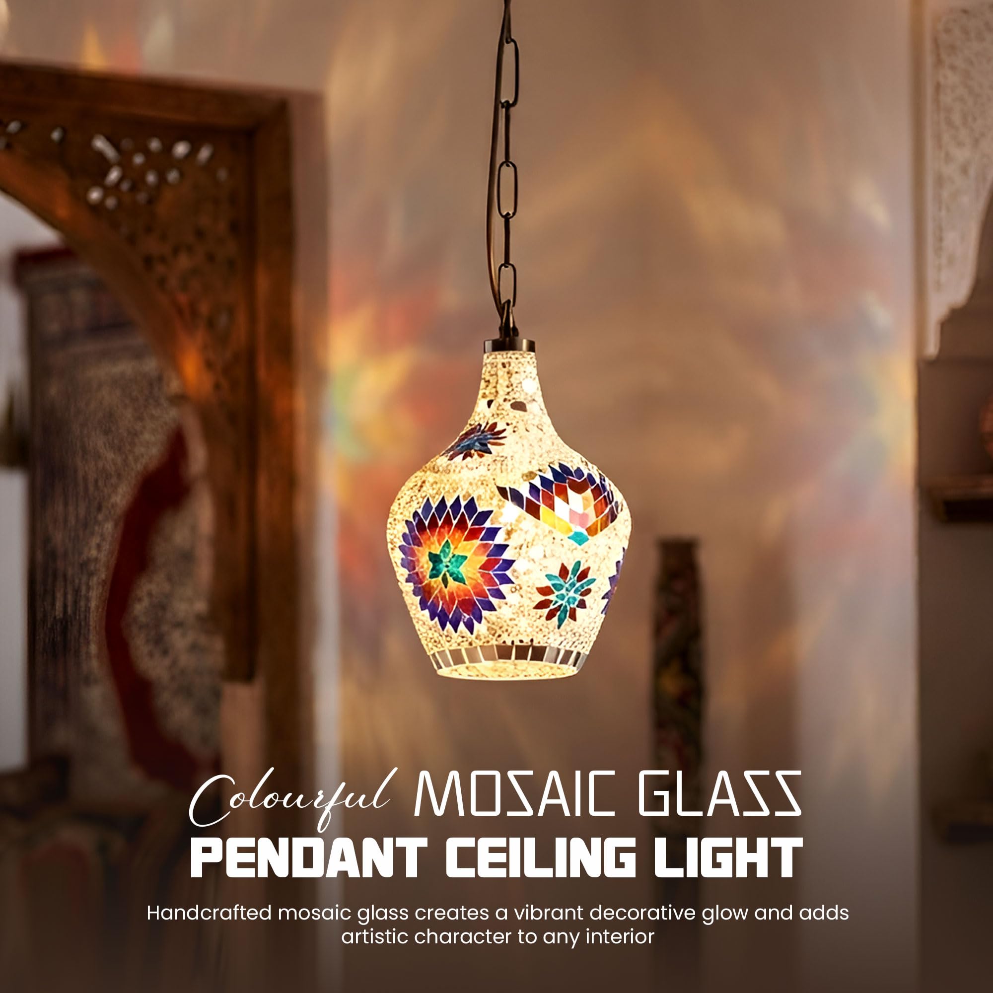 Turkish Moroccan Mosaic Pendant Light Fixture ~1192