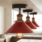 Modern Flush Mount E27 Flush Ceiling Light – Metal Cone Shade ~1218