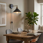 Industrial Plug-in Wall Light | Adjustable Brass Arm & Dimmer E27 ~1204