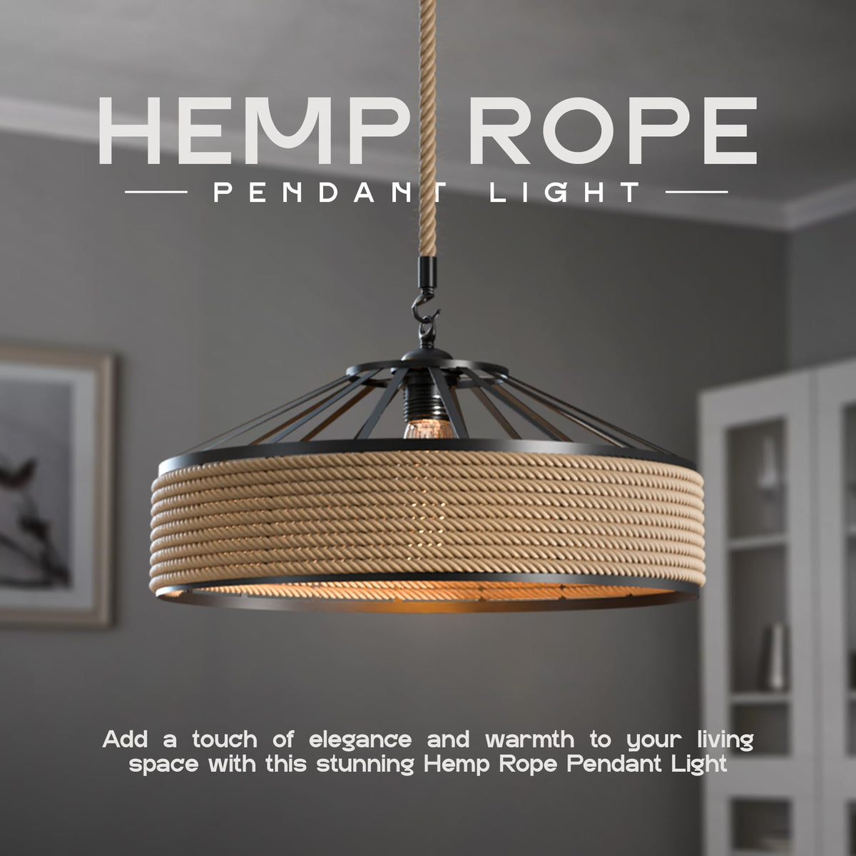 boho hemp rope ceiling lamp sh