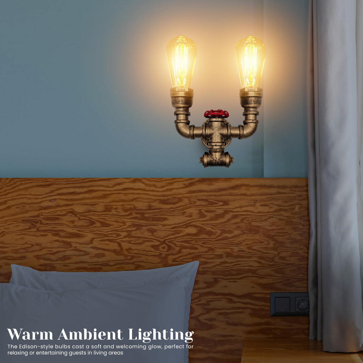 pipe light for wall edison
