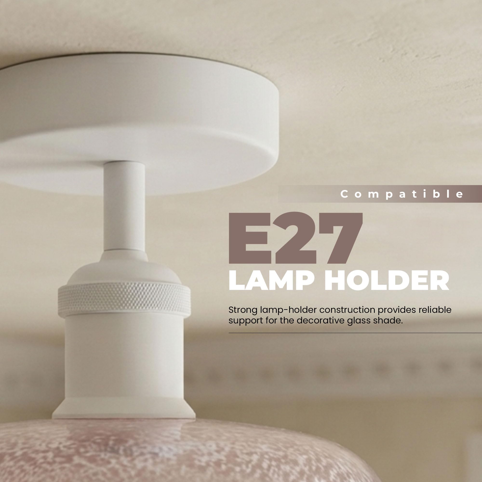 Modern Semi Flush Ceiling Light Chrome Fitting Textured Frosted Glass Shade ~1201