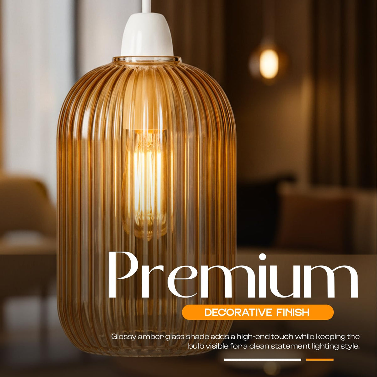 amber glass lamp shade for e27