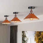 Modern Flush Mount E27 Flush Ceiling Light – Metal Cone Shade ~1218