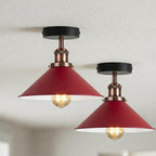 Modern Flush Mount E27 Flush Ceiling Light – Metal Cone Shade ~1218