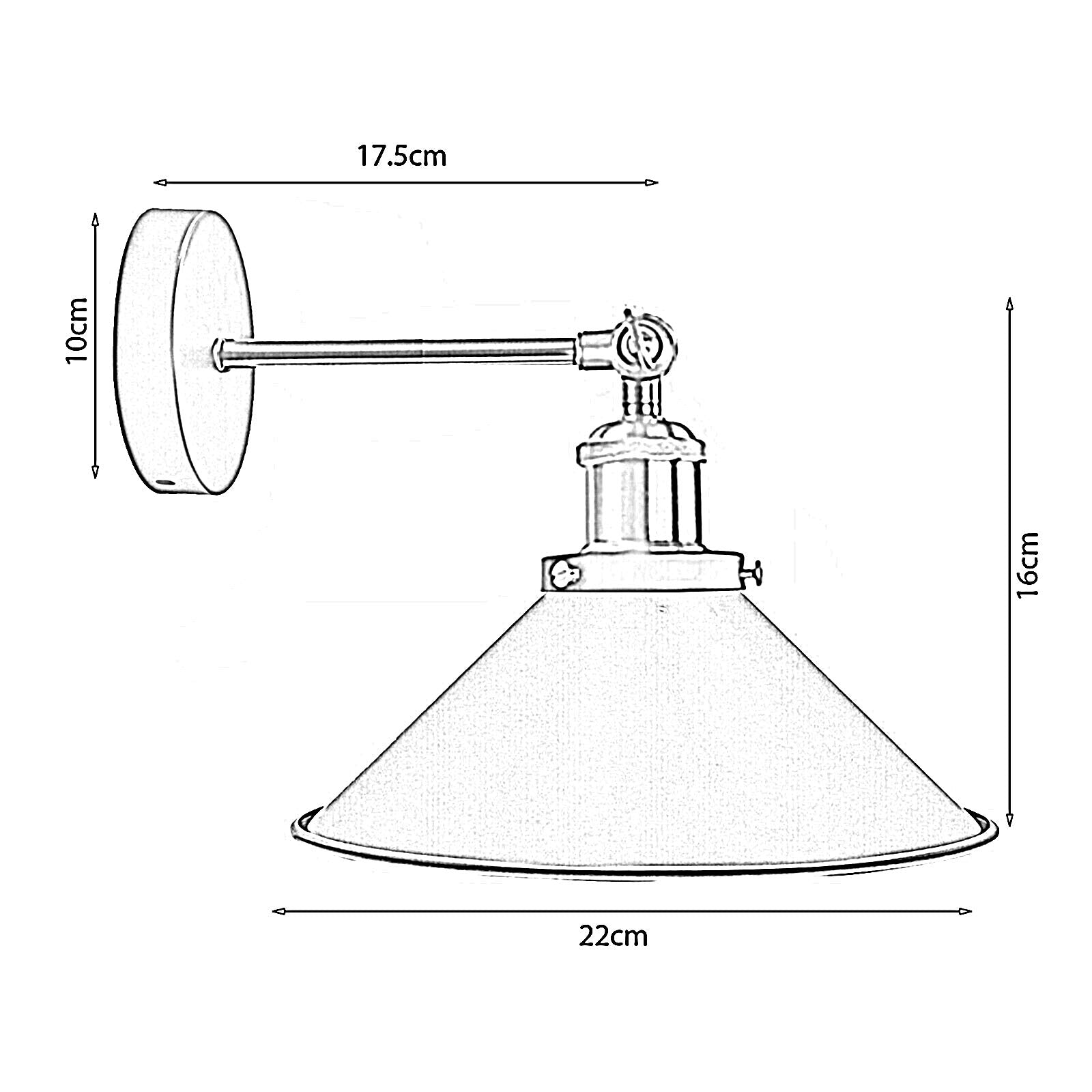 Industrial Metal Wall Sconce – Vintage Cone Shade E27 Fixture ~1063