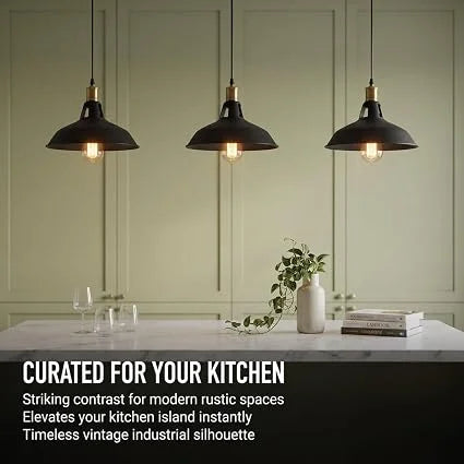 3 Pack Industrial Adjustable Black Pendant Light ~1196