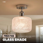 Modern Semi Flush Ceiling Light Chrome Fitting Textured Frosted Glass Shade ~1201
