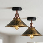 Modern Flush Mount E27 Flush Ceiling Light – Metal Cone Shade ~1218