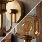 Arm Fitting Amber Glass Vintage Wall Sconce Light E27 ~1191
