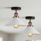 Modern Flush Mount E27 Flush Ceiling Light – Metal Cone Shade ~1218