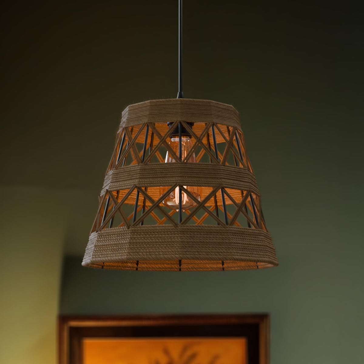 hallway hemp rope pendant lamp