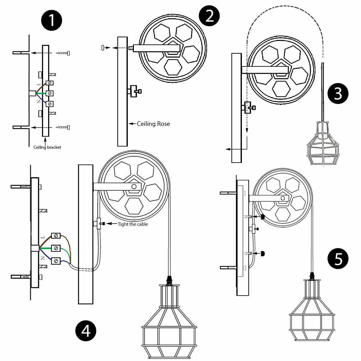 Brushed copper metal cage wall light for hallway