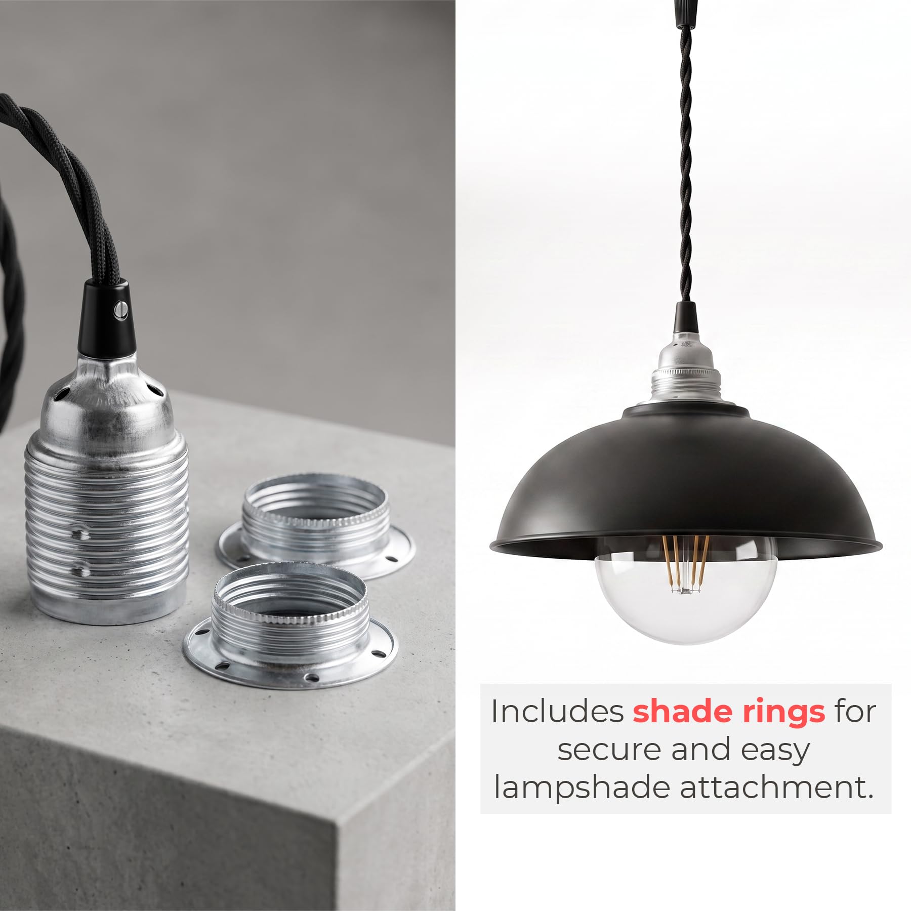 Black Finish Retro Style E27 Lamp Holder Pendant light ~1202