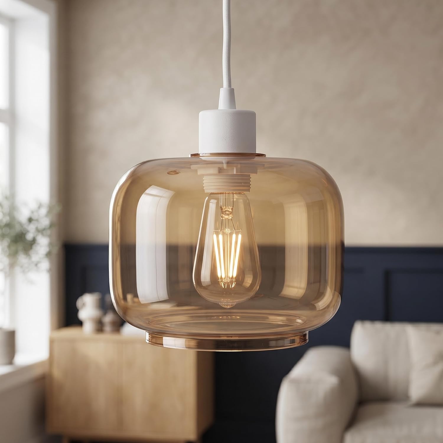 15cm Amber Glass Lamp Shade Pendant Light Replacement Shade~1193