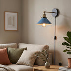 Industrial Plug-in Wall Light | Adjustable Brass Arm & Dimmer E27 ~1204