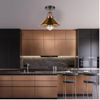 Modern Flush Mount E27 Flush Ceiling Light – Metal Cone Shade ~1218
