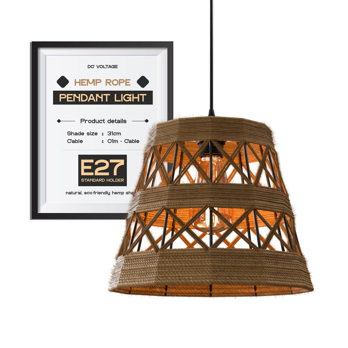 hallway hemp rope pendant lamp