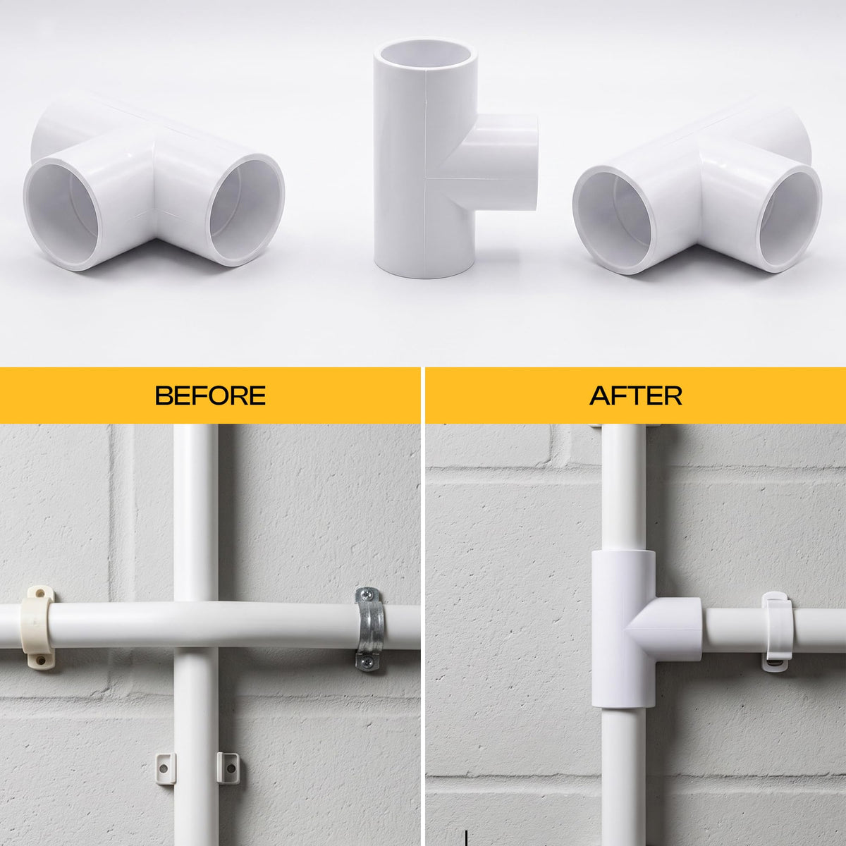 3-way PVC tee connector