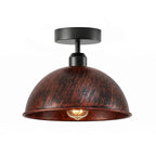 Retro industrial  Rustic red dome lampshade with a matching ceiling rose