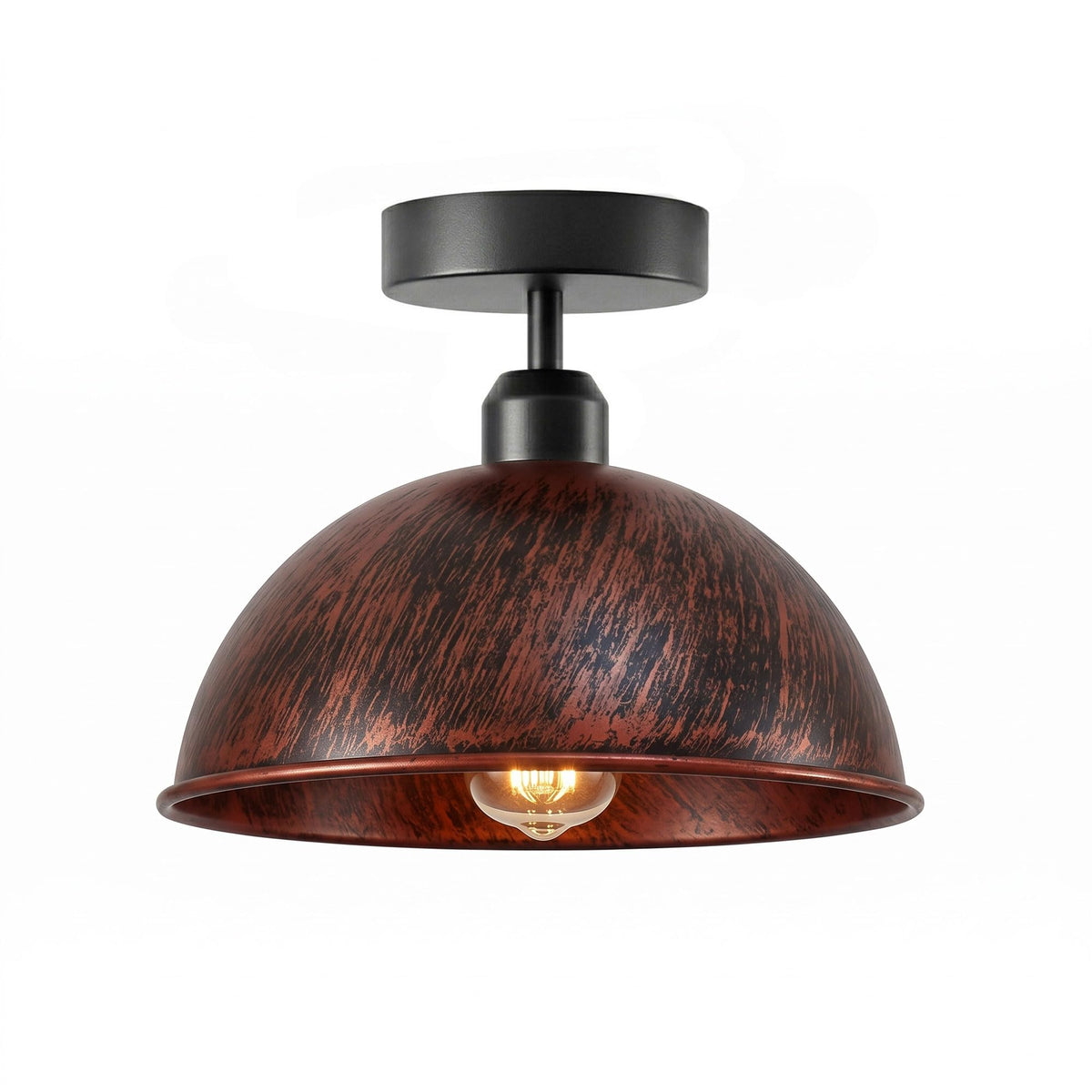 Retro industrial  Rustic red dome lampshade with a matching ceiling rose