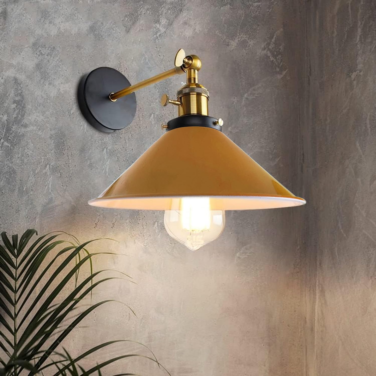 Industrial Metal Wall Sconce – Vintage Cone Shade E27 Fixture ~1070