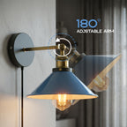 2 Pack Industrial Plug-In E27 Wall Light with Dimmer Switch – 2m Cord ~1205