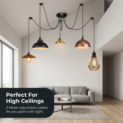5-Arm Spider Pendant Light Industrial Vintage Ceiling Light
