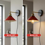 2 Pack Industrial Plug-In E27 Wall Light with Dimmer Switch – 2m Cord ~1205
