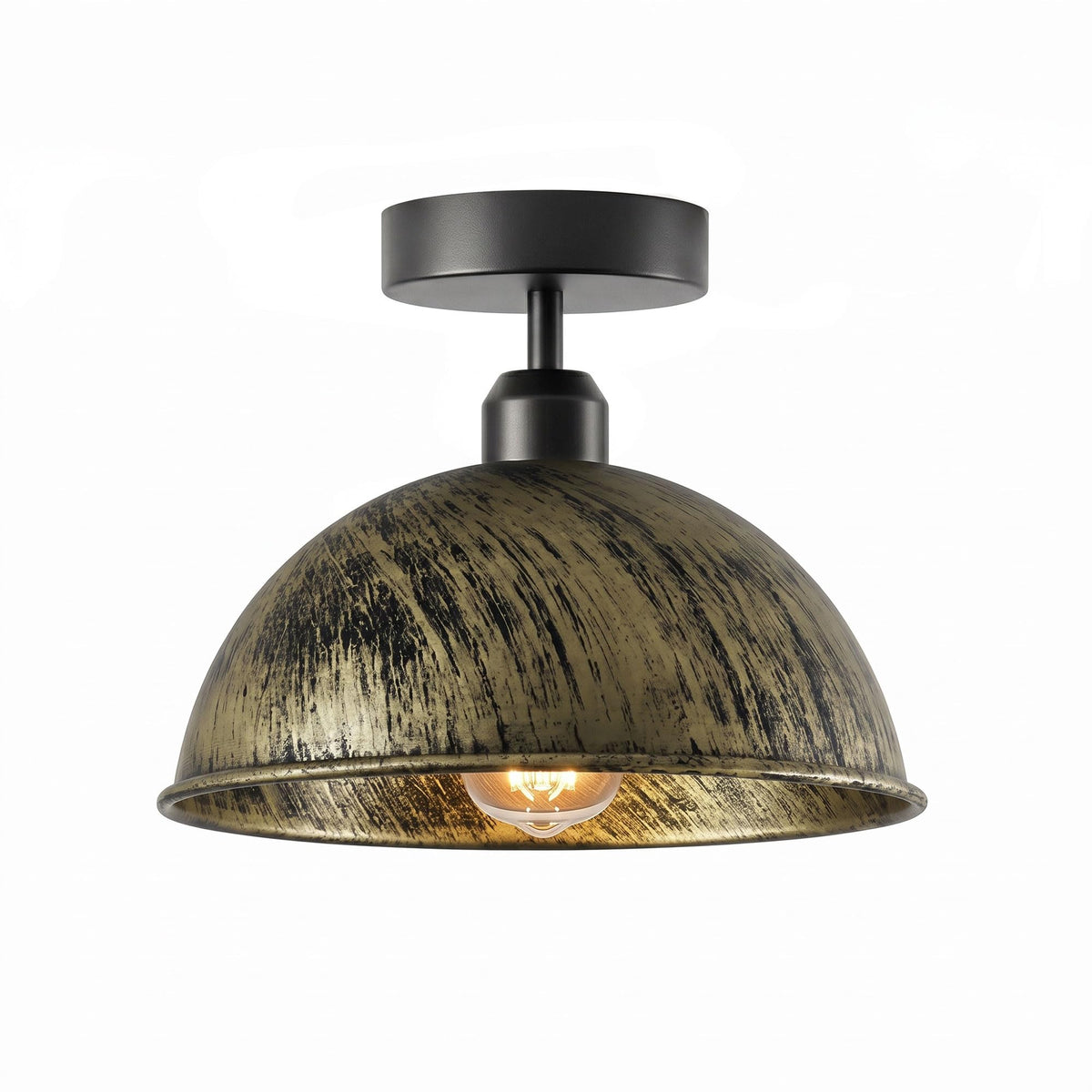 vintage industrial semi-flush mount ceiling light featuring a 21 cm metal dome shade and an E27 bulb fitting