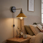 Industrial Plug-in Wall Light | Adjustable Brass Arm & Dimmer E27 ~1204
