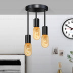 3 Light E27 Semi Flush Ceiling Light – Black Metal ~1224