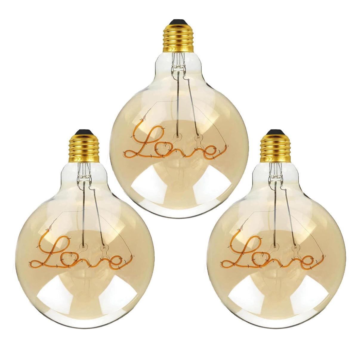 4W E27 LOVE Filament LED Bulb – G125 Amber Glass ~1044