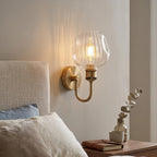 Arm Fitting Amber Glass Vintage Wall Sconce Light E27 ~1191